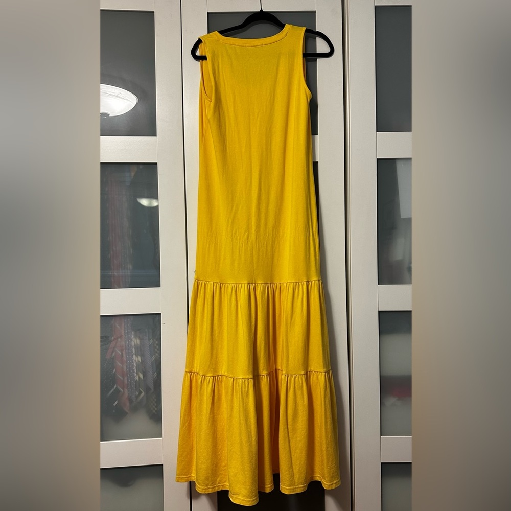 Banana Republic Tiered Bright Yellow Maxi Dress Size XS Petite - Picture 2 of 7